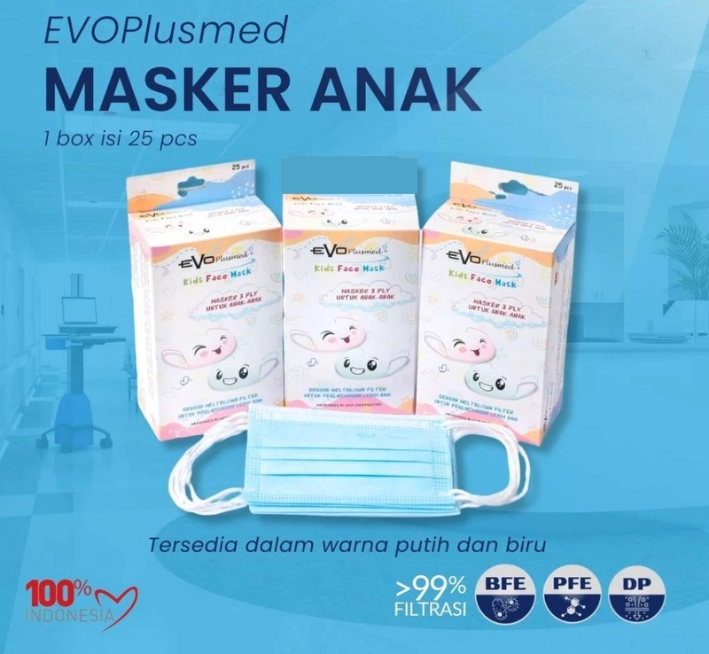 Product image SUPLAI SHOP - Masker Anak 3 Ply Evo Kids Face Mask 25 pcs White