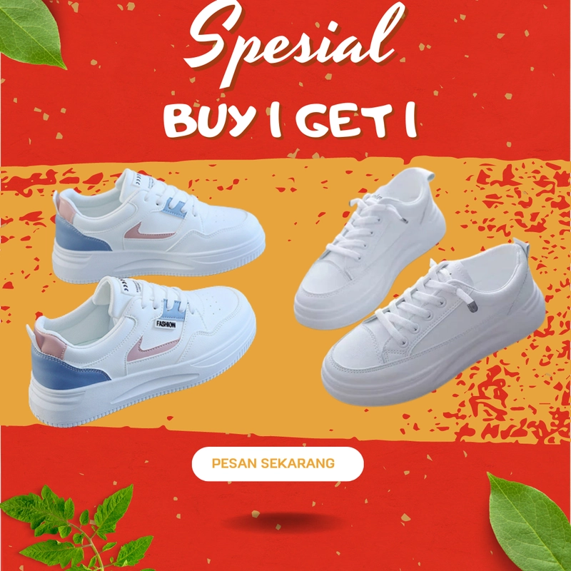 Product image Koekita - Paket Kombinasi Buy 1 Get 1 Sepatu Kets Sneakers Wanita Fashion Clara New LV-001 & LV-002 40 PUTIH