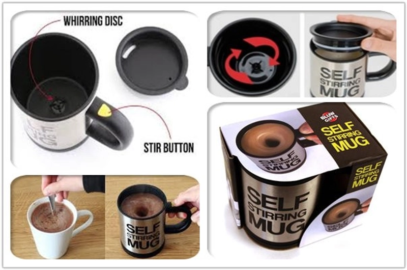 Product image Promo ! Gelas Unik Dan Otomatis / Automatic Self Stirring Coffee Cup A169 SILVER HITAM