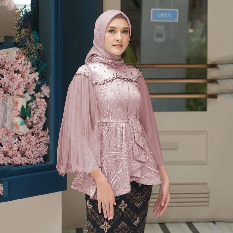 Product image COLLECTION SARJANA - Batik Couple Kebaya Modern Original brokat - Kebaya Wisuda Couple Ziva ROK+ SELENDANG ROSE