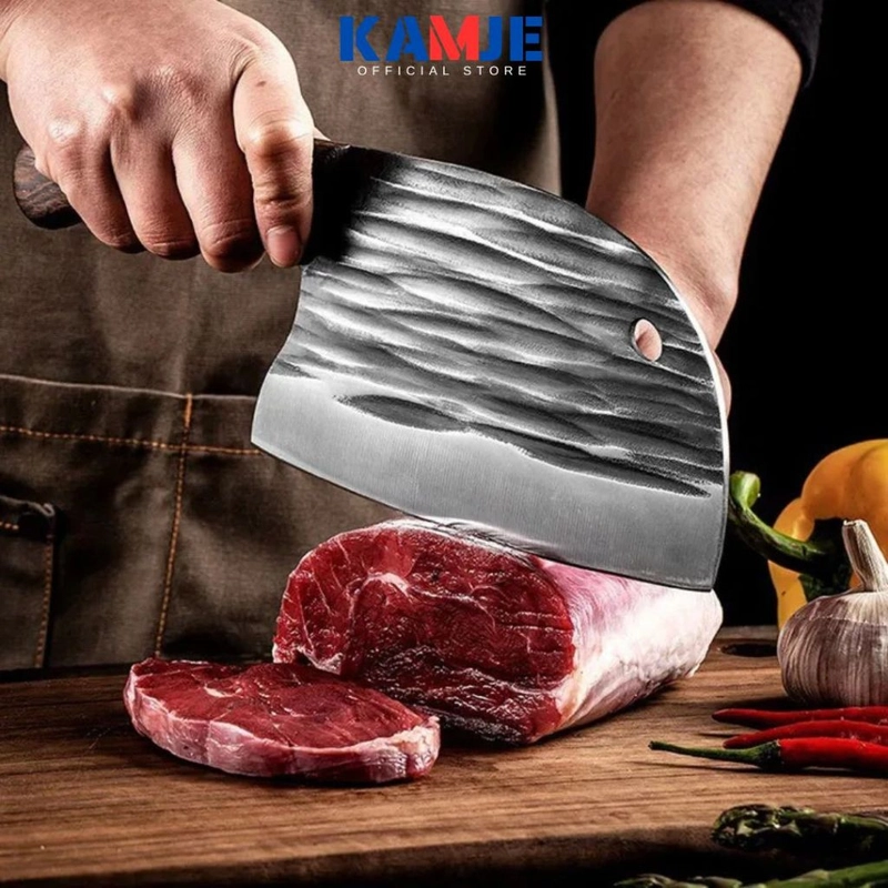Product image KAMJE Pisau Dapur Daging Super Tajam Baja Anti Karat Stainless KMJ049 25 X 9.5 CM HITAM