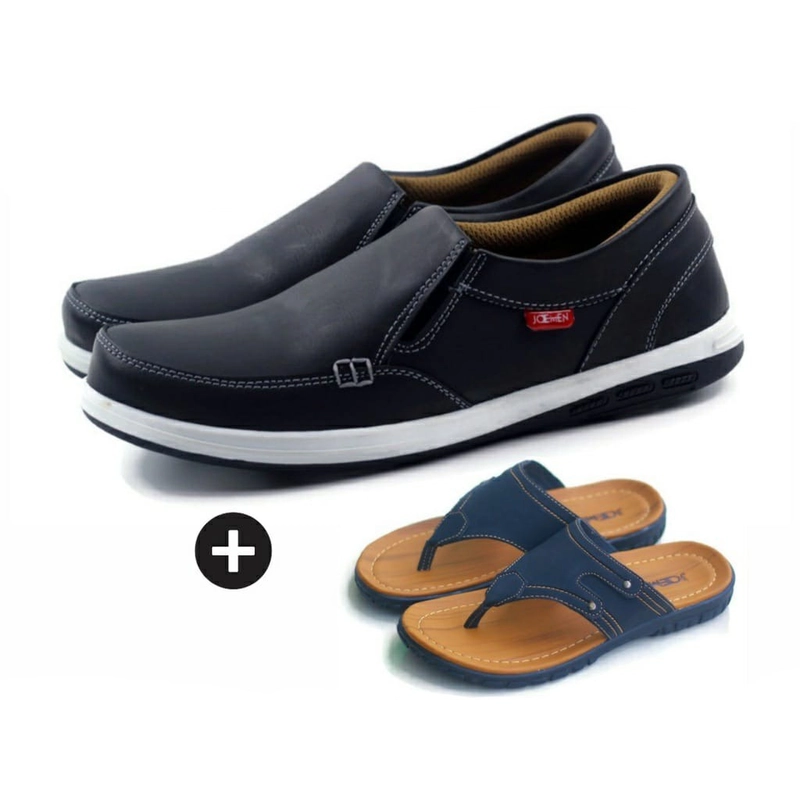 Product image Joemen Official - Joemen Sepatu Pria Kulit J 21 Free Sandal 01 Anti Slip Termurah 39 Hitam