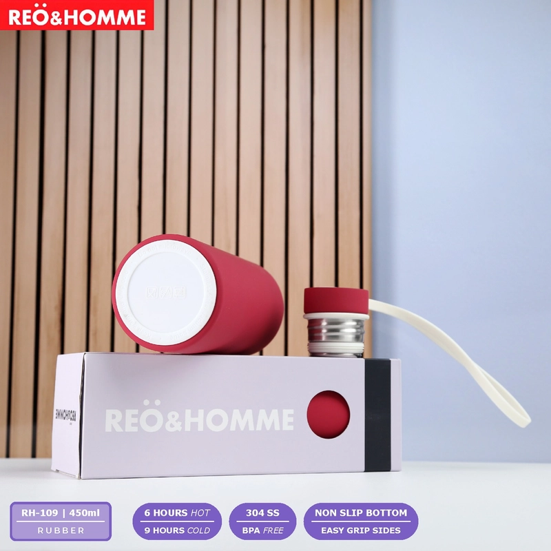 Product image Reo&Homme Premium RH-109 Tumbler 450 ML Tahan Panas & Dingin Leakproof Model Lacquer Printing 3D 450 RH-109 Red Doff