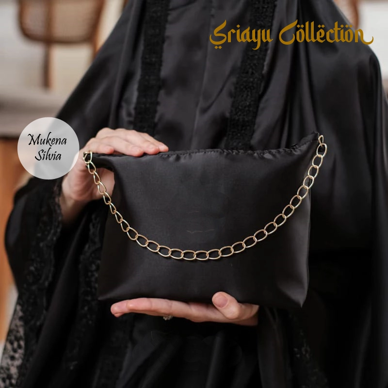 Product image SRIAYU COLLECTION - Mukena SILVIA 2 IN 1 ARMANY SIKL PREMIUM ALLSIZE HITAM