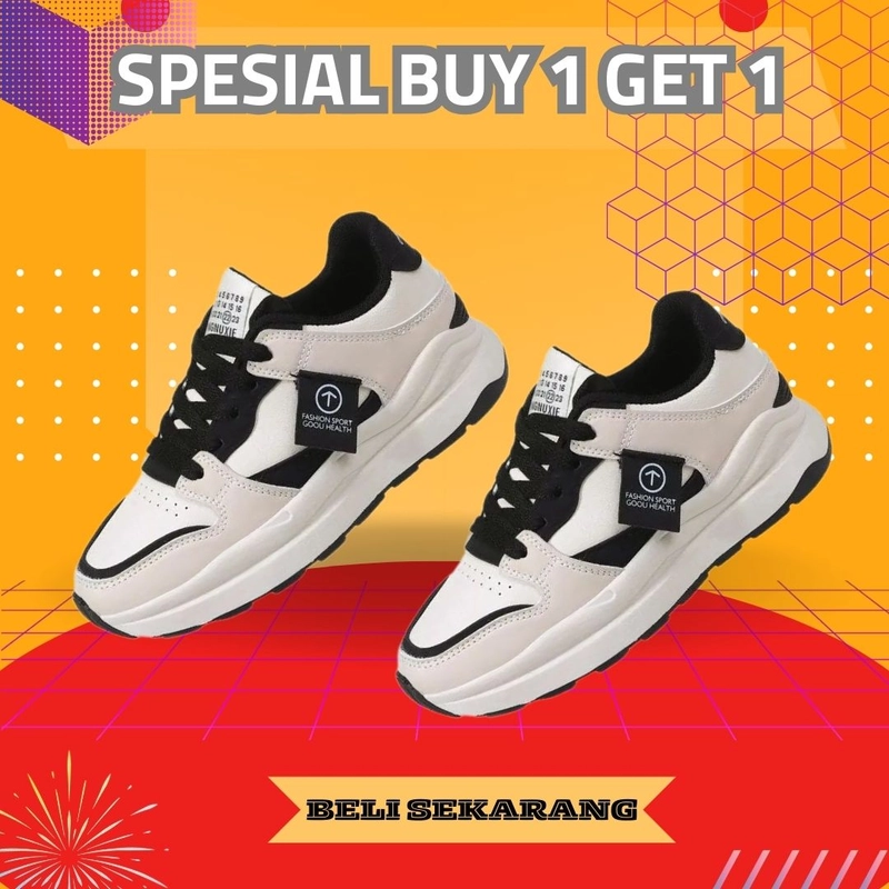 Product image LUXIA - Buy 1 Get 1 Sepatu Kets Sneakers Wanita Korean Shoes GM-219 36 HITAM