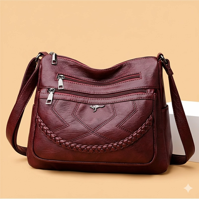 Product image CBL - BELLA Slingbag - Tas Selempang Slingbag Wanita BELLA Tas Selempang Anyaman Kepang Medium Marun