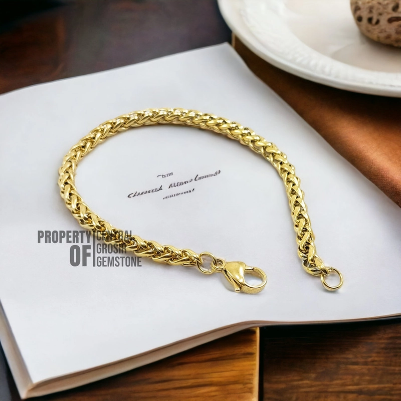 Product image CENTRAL GROSIR GEMSTONE - Gelang Rantai Emas Titanium Terbaru Tampil Keren Mewah Anti Karat Asli 21cm Gold