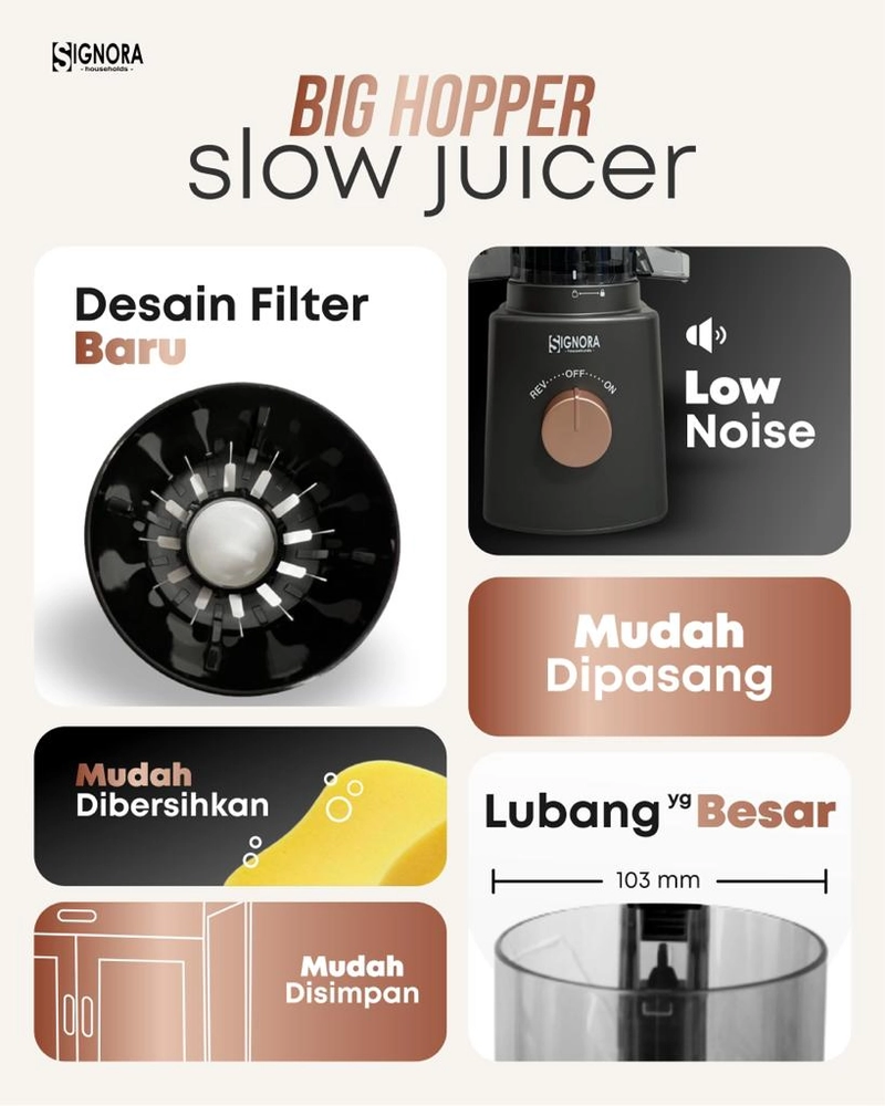 Product image Rizki Electronics - BIG HOPPER SLOW JUICER SIGNORA slow juicer hitam