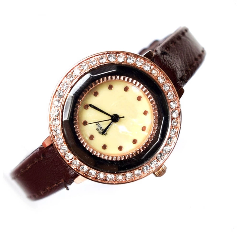 Product image Lanc Fashion - jam Glamour Diamond Kulit Female Pure Simpel WARNA COFFEE