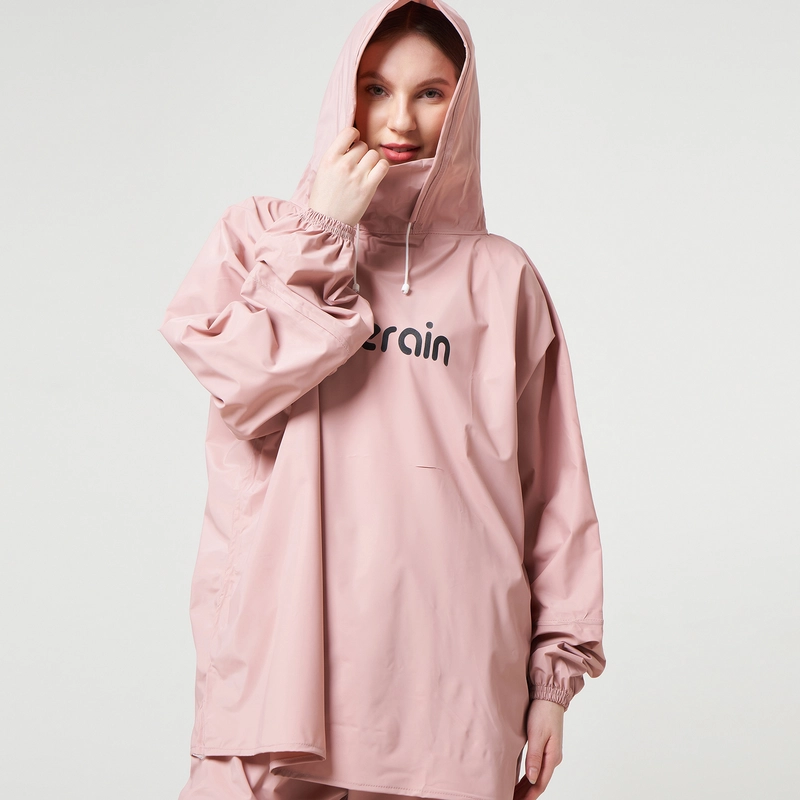 Product image Coverain - Coverain Jas Hujan Hoodie Premium Tebal Elastis Jumbo Dusty Pink
