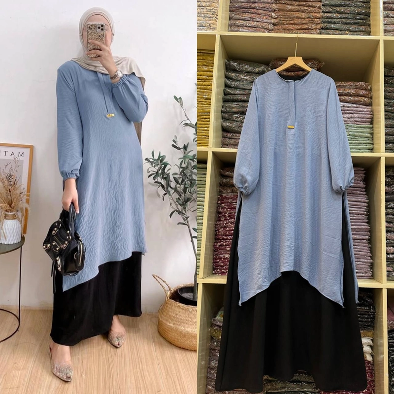 Product image Khisna collection - Dress kekinian nyatu dewasa Elda bestseller limitededition incaran para wanita Ld110 Blue