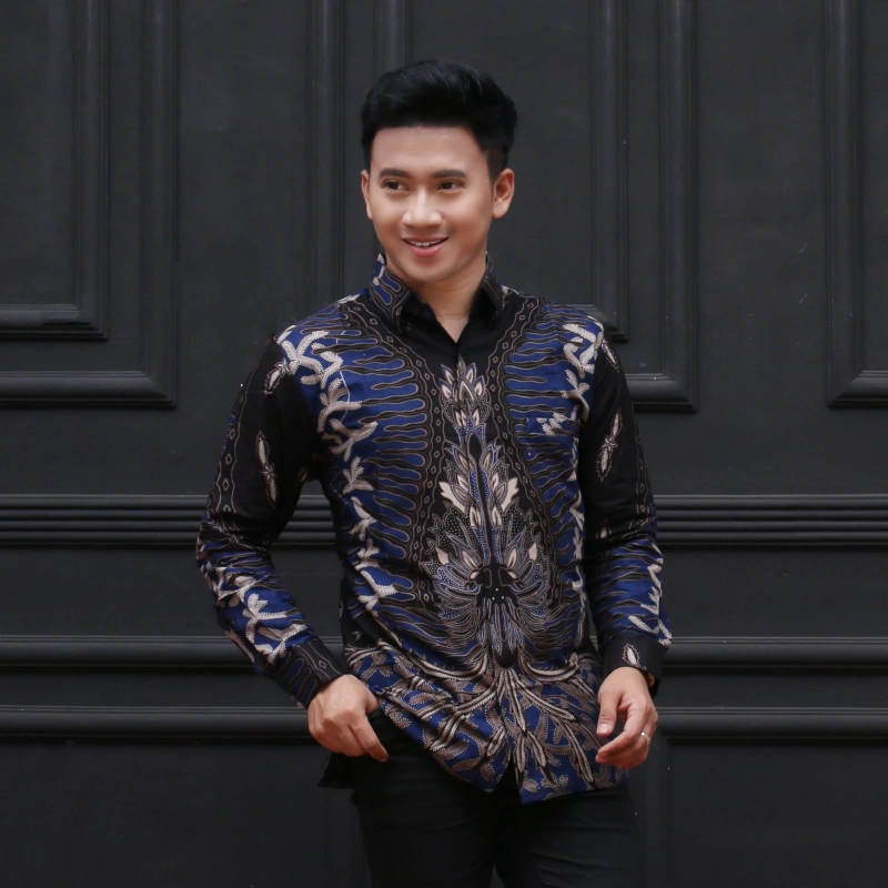 Product image Kois Batik - Kemejan batik dewasa lapis furing birukombinasi M Birukombinasi