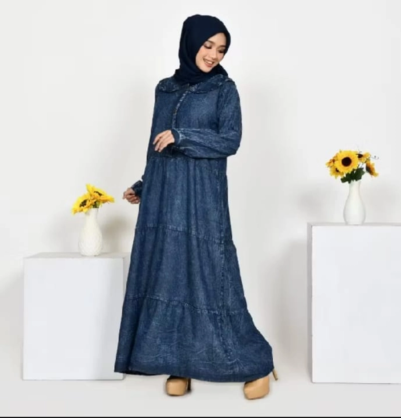 Product image mbm store - Gamis Jeans Wash Umpak allsize Blue Jeans