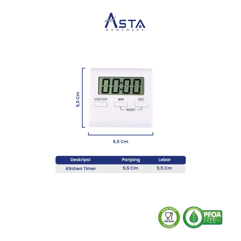Product image Asta Homeware Official - Asta Timer Masak Digital Kitchen Timer Alarm Masak Dapur Stopwatch Warna Putih