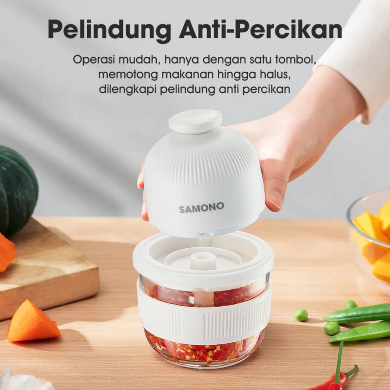 Product image UTAMAMEGA - SAMONO Chopper Portable Batterai 1200mAh 3 Mata Pisau SW-L7 350ml ( SWL7 ) Warna Random
