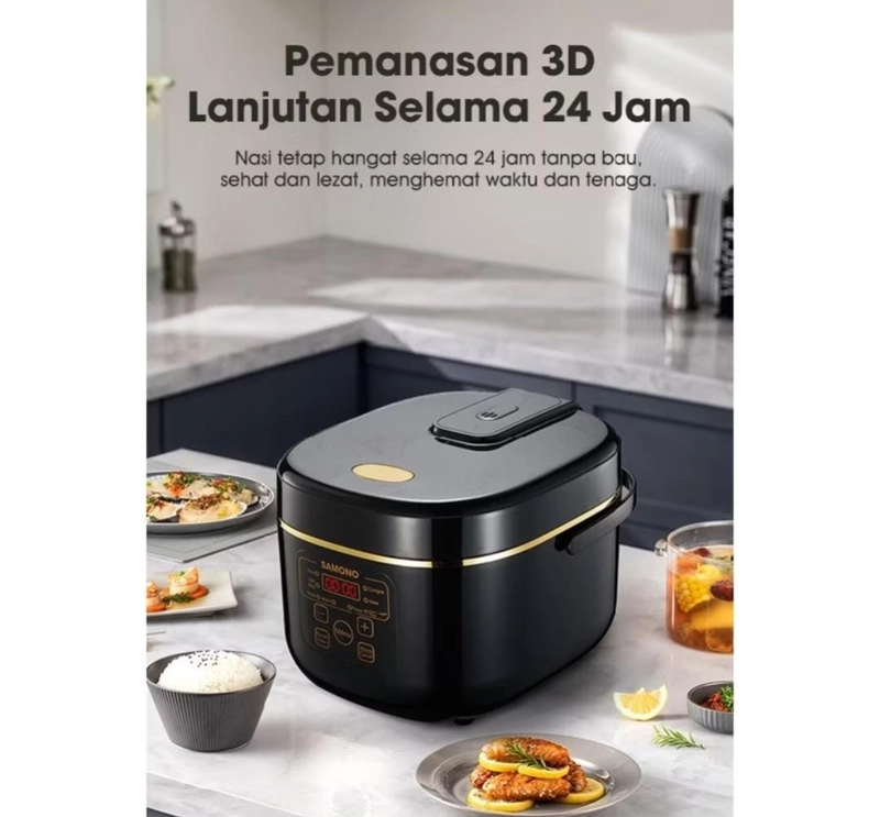 Product image Rizki Electronics - SAMONO Smart Rice Cooker Low Carbo Karbo Rendah Gula 7 Fungsi 1,8 Liter Hitam
