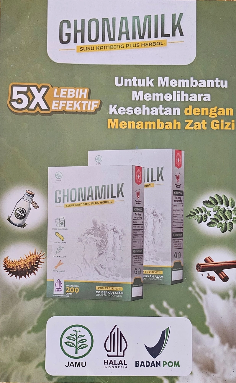 Product image AZA SEMBAKO - GHONAMILK -SUSU KAMBING PLUS HERBAL 1 BOX BERAT 250 GRAM 1 VARIAN - RASA SUSU