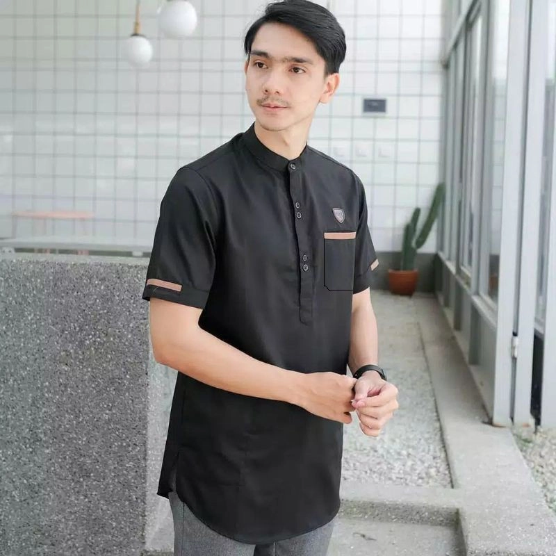 Product image Bursanekashop - baju Koko Kurta qatar lengan pendek M BLACK