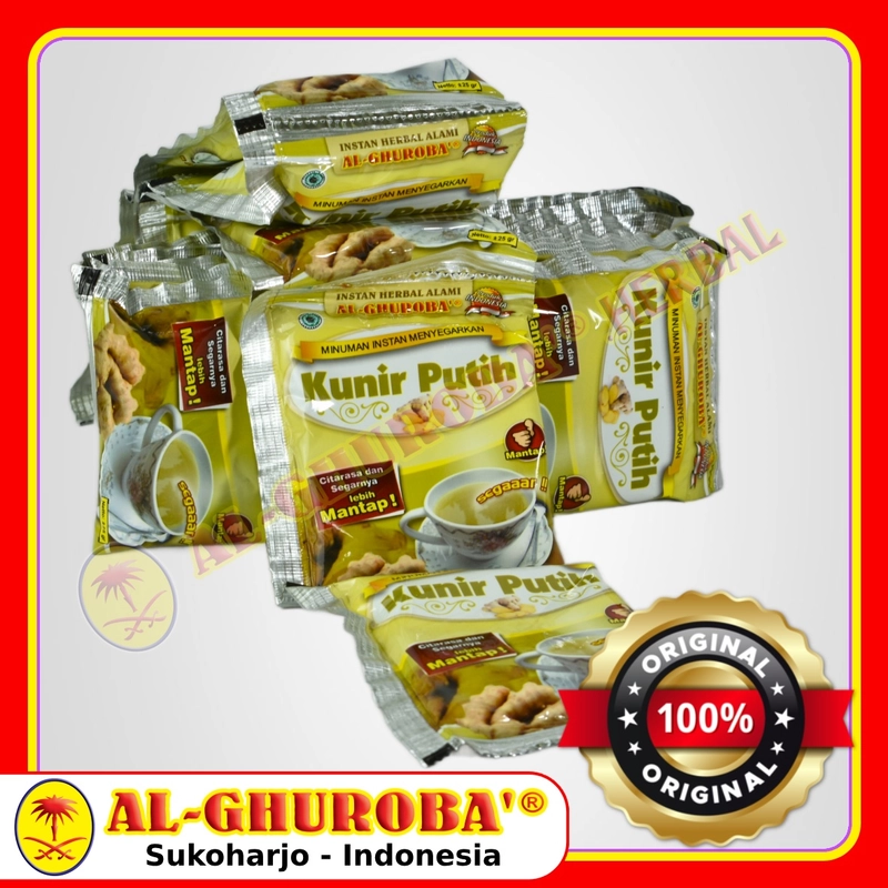 Product image Al-Ghuroba Herbal - Kunir Putih Instan Herbal Demam - Mual- Asma- Nyeri Haid- Kanker Renteng 10 Sachet Al-Ghuroba Sachet Original
