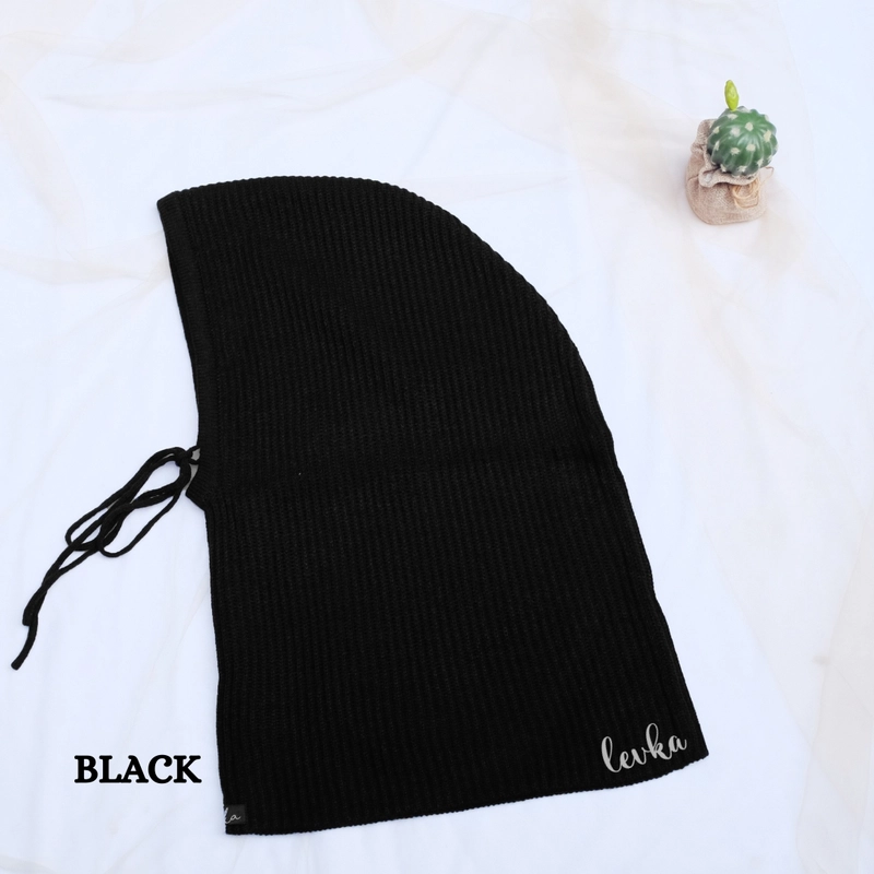 Product image Leika - BALACLAVA RAJUT KUPLUK WOL PREMIUM HIJAB INSTAN BEST ITEM allsize Hitam
