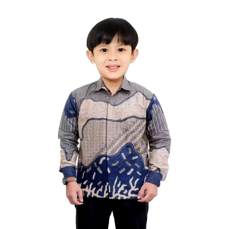 Product image Batik Alfin - Baju batik kemejan lengan panjang uk anak model terbaru keren banget L Kemejan anak 2