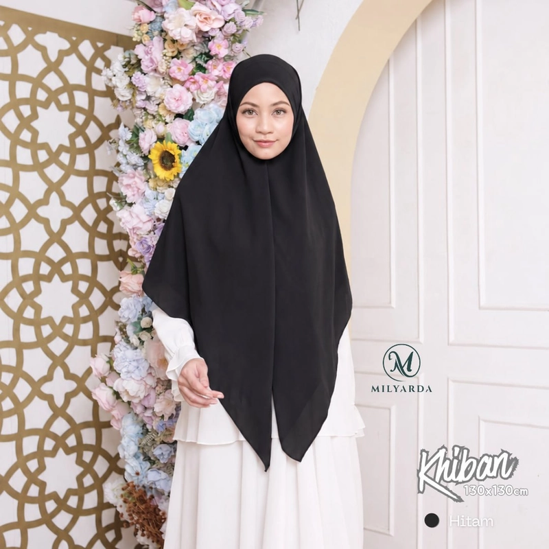 Product image Milyarda Hijab - Khiban Syari Khimar Bandana Ceruti babydoll French square Syari Segiempat Tali L 130x130cm Hitam