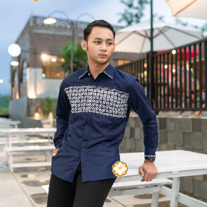 Product image Rambe Batik Indonesia - Batik Couple Set Keluarga Ayuma Navy Premium Bisa Beli Pisah Hem Anak M Navy