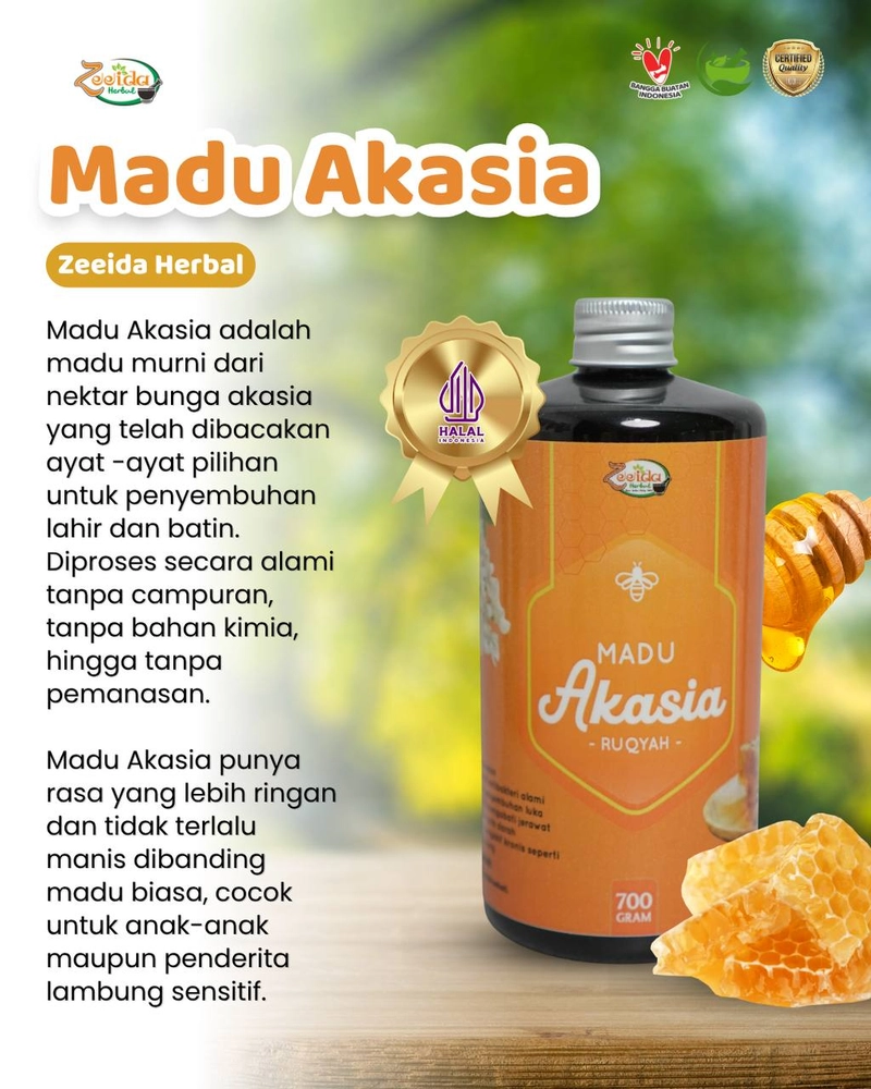 Product image Zeeida Herbal - Madu Akasia Murni 350g/700g Antioksidan Tinggi 350Gr Madu Akasia