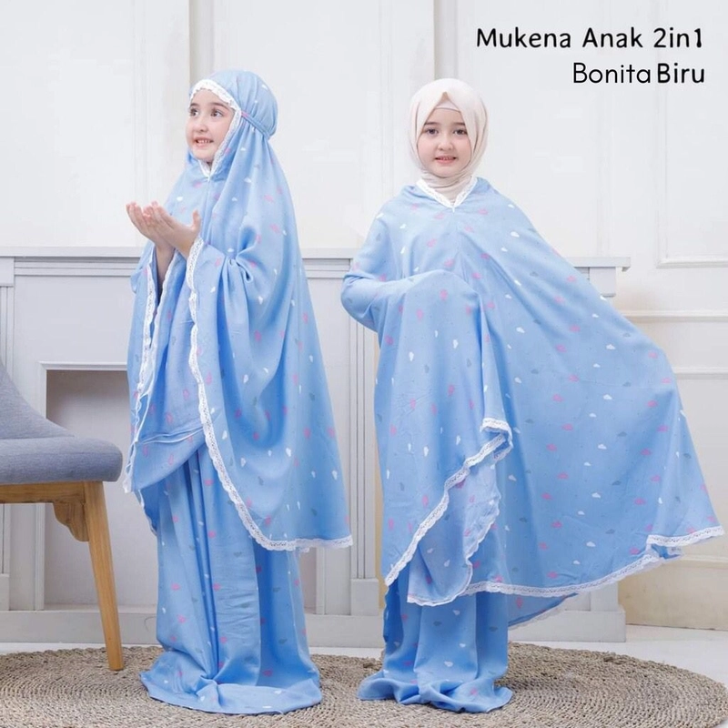 Product image MUKENA RAYON ANAK 2IN1 BONITA All size Biru