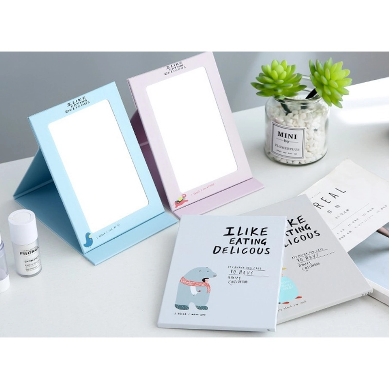 Product image Cermin Kaca Makeup Lipat Bentuk Buku / Cermin Lipat Traveling 3 Ukuran Kecil Warna Random
