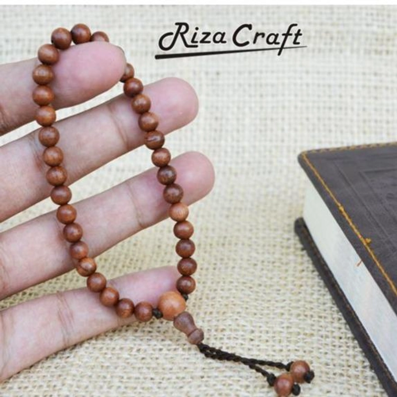 Product image Riza Craft - Gelang Tasbih 33 Butir Kayu Stigi Santigi Laut ASLI Natural Original Pria Wanita Standard Coklat