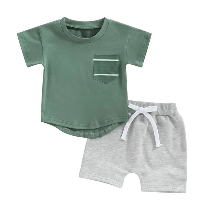 Product image Badia Kids Fashion - Setelan Set Anak Honey Unisex Kaos dan Celana Pendek Anak Unisex No2 (1 Tahun) Hijau Army