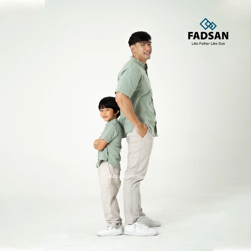 Product image FADSAN - Kemeja Semi Formal Polos Ayah dan Anak Lengan Pendek Warna Mint - Tufy Series SIZE BAYI NO.1 TUFY MINT