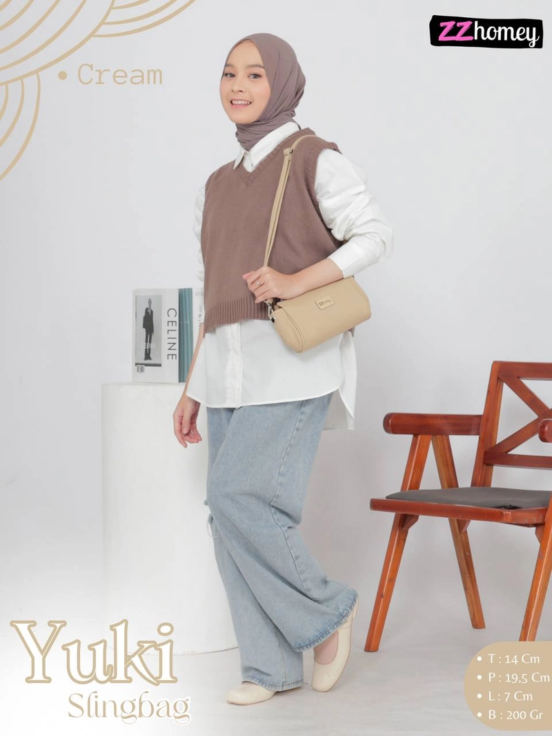 Product image Fashopid - ZZHOMEY TAS SELEMPANG WANITA YUKI BAG READY WARNA CREAM