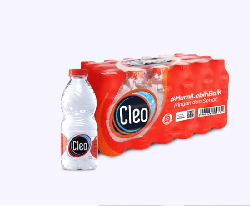 Product image AZA SEMBAKO - CLEO PURE WATER AIR MINUM MURNI KEMASAN BOTOL 1 PAX 24 BTL 5280 GR AIR MURNI 220 ML