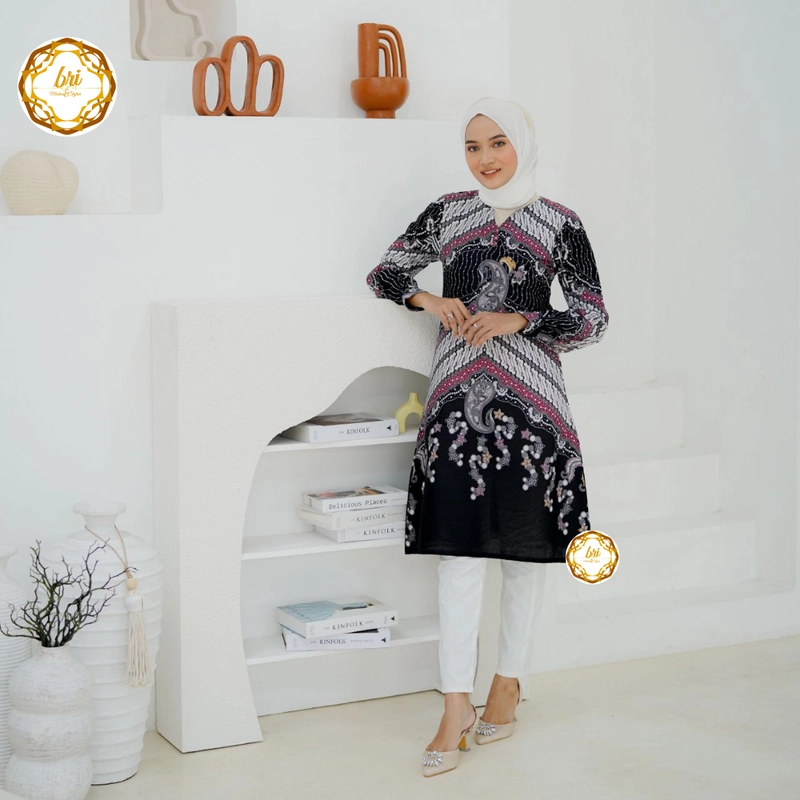 Product image Rambe Batik Indonesia - Couple Tunik Lakshani Modern dan Exclusive Kemeja Saja Size M Lakshani