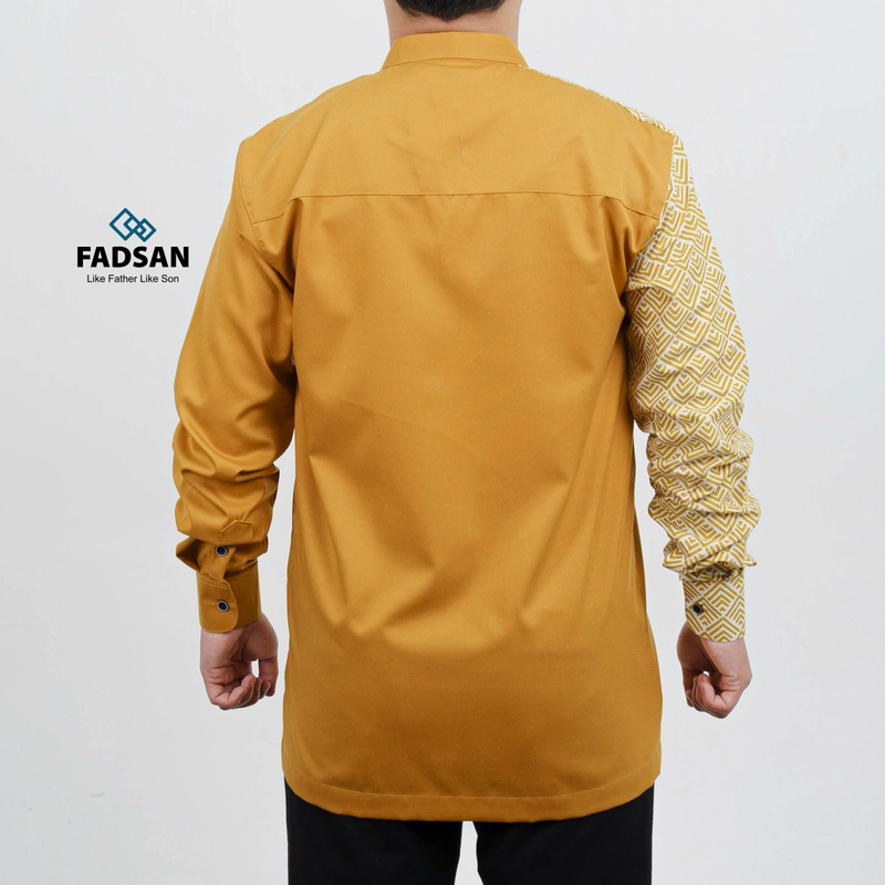 Product image FADSAN - Koko Lengan Panjang Ayah Anak Motif Batik Warna Mustard - Anantara Series SIZE ANAK XS ANANTARA MUSTARD
