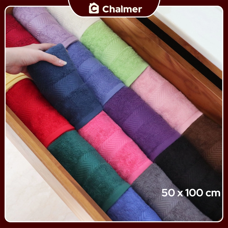 Product image Chalmer - Handuk Mandi Chalmer 50 x 100 cm Ukuran Medium Handuk Travel Handuk Kepala 50 x 100 cm Hitam