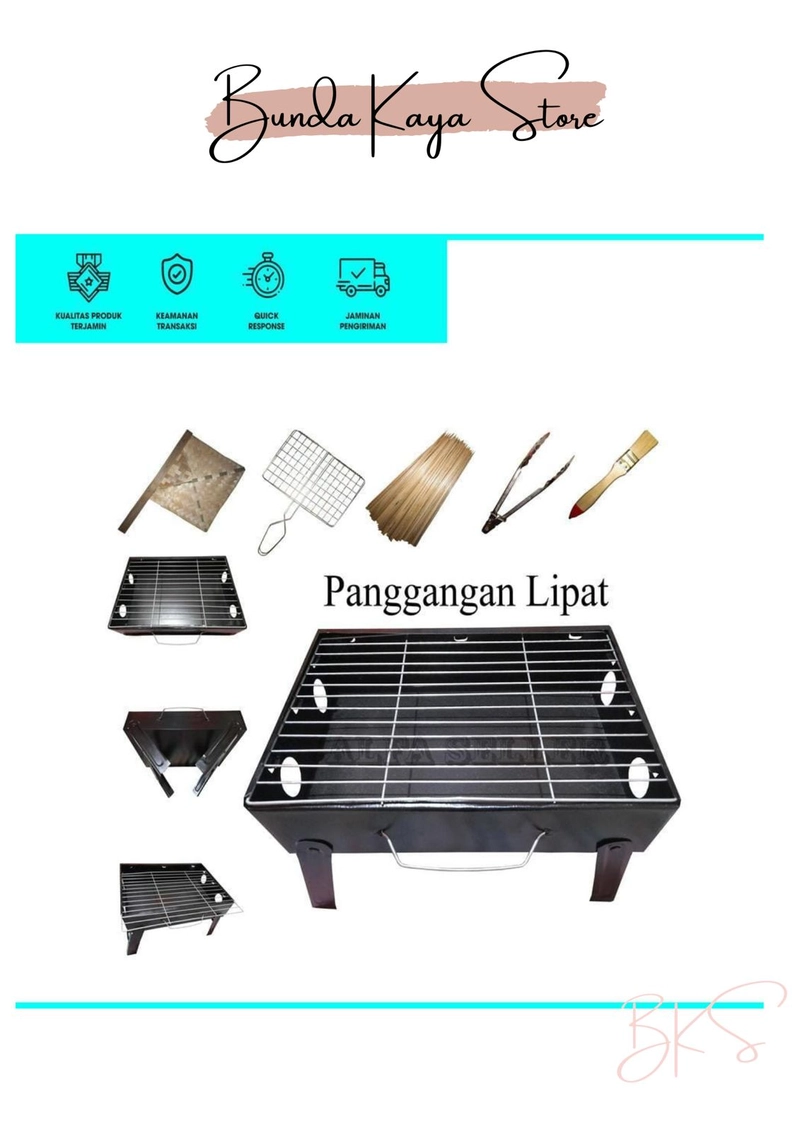 Product image Alat Panggang Daging Lipat Portable Grill 1 Pcs Hitam