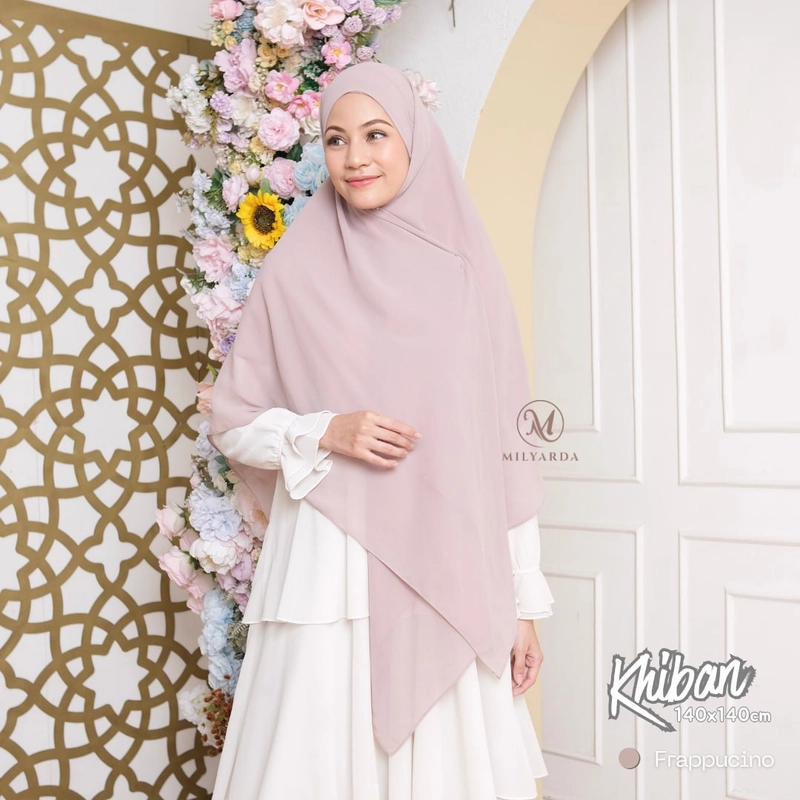 Product image Milyarda Hijab - Khiban Syari Khimar Bandana Ceruti babydoll French square Syari Segiempat Tali M 120x120cm Frapucino