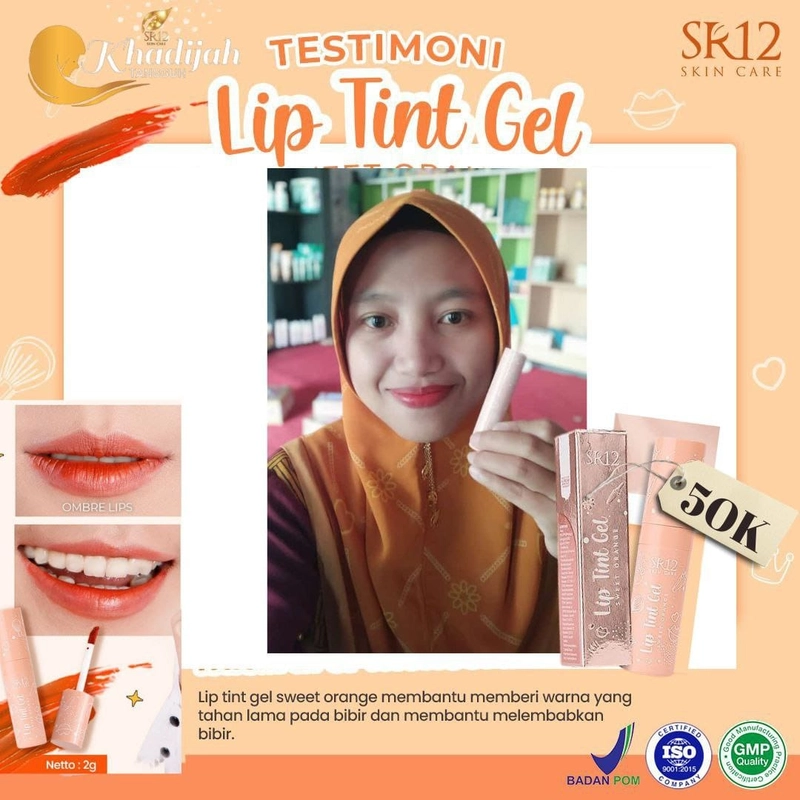 Product image SR12 Liptint Gel Sweet Orange Natural Finish Melembabkan Dan Menutrisi Bibir 2g Sweet Orange