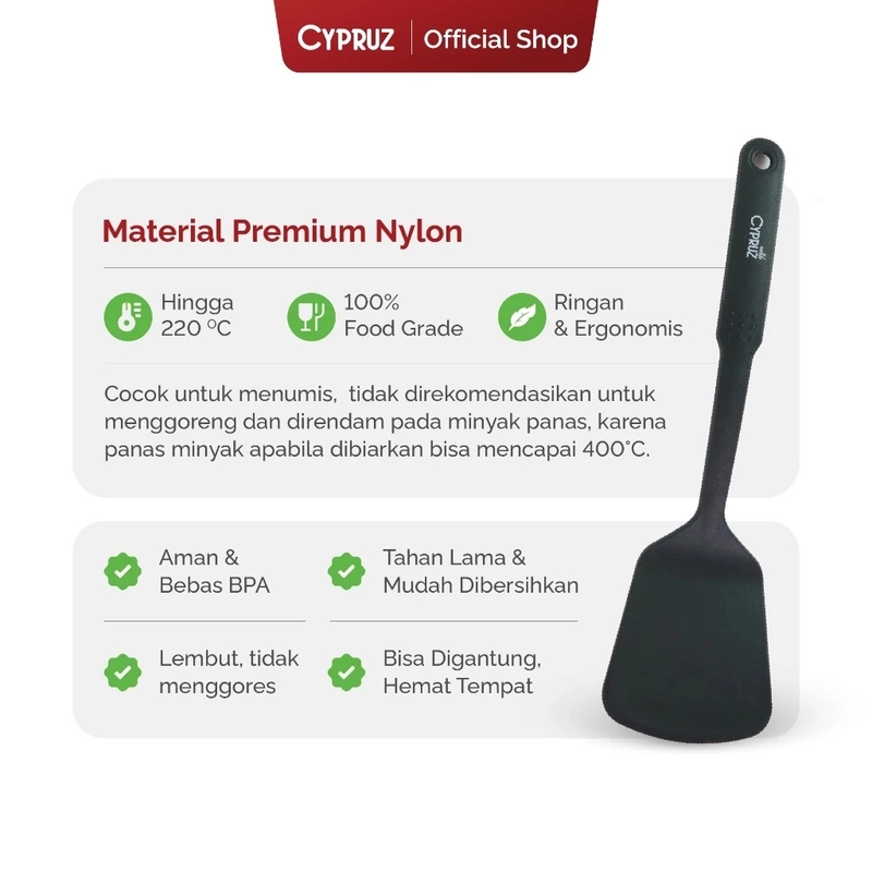 Product image Cypruz Official - Cypruz Utensil All Black Series Turner LUBANG AM-0378 S HITAM