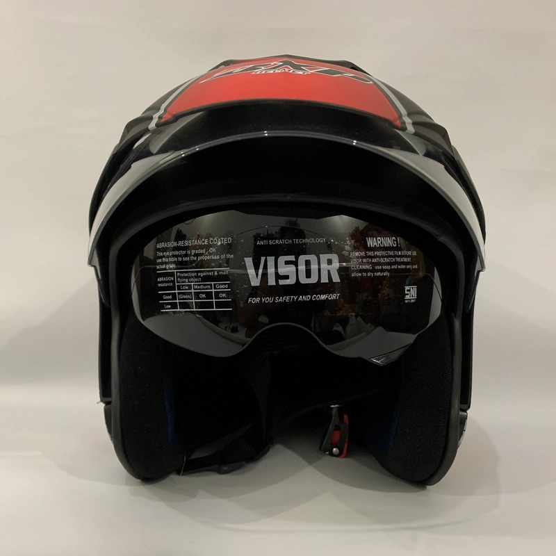 Product image CRX Helmet - Helm JP7 Captain Doff - Double Visor (Kaca Clear & Smoke) Helm SNI Helem Dewasa L Hitam Doff