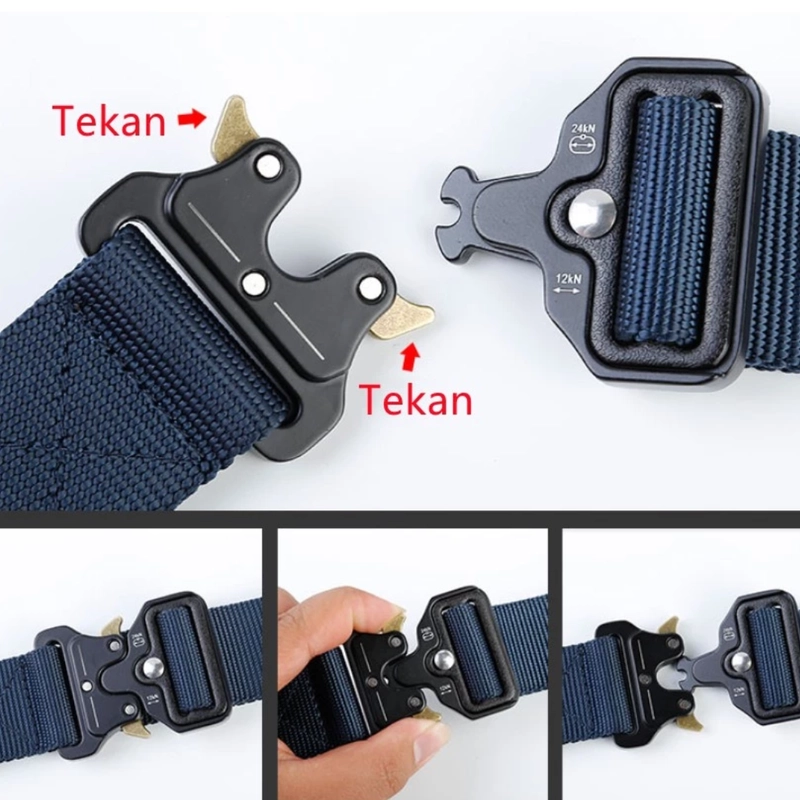 Product image KAHASIL - Ikat Pinggang Sabuk Gesper Pria Tactical Nylon Kanvas Kepala Besi Panjang 120cm KHBELT55 all variant NAVY