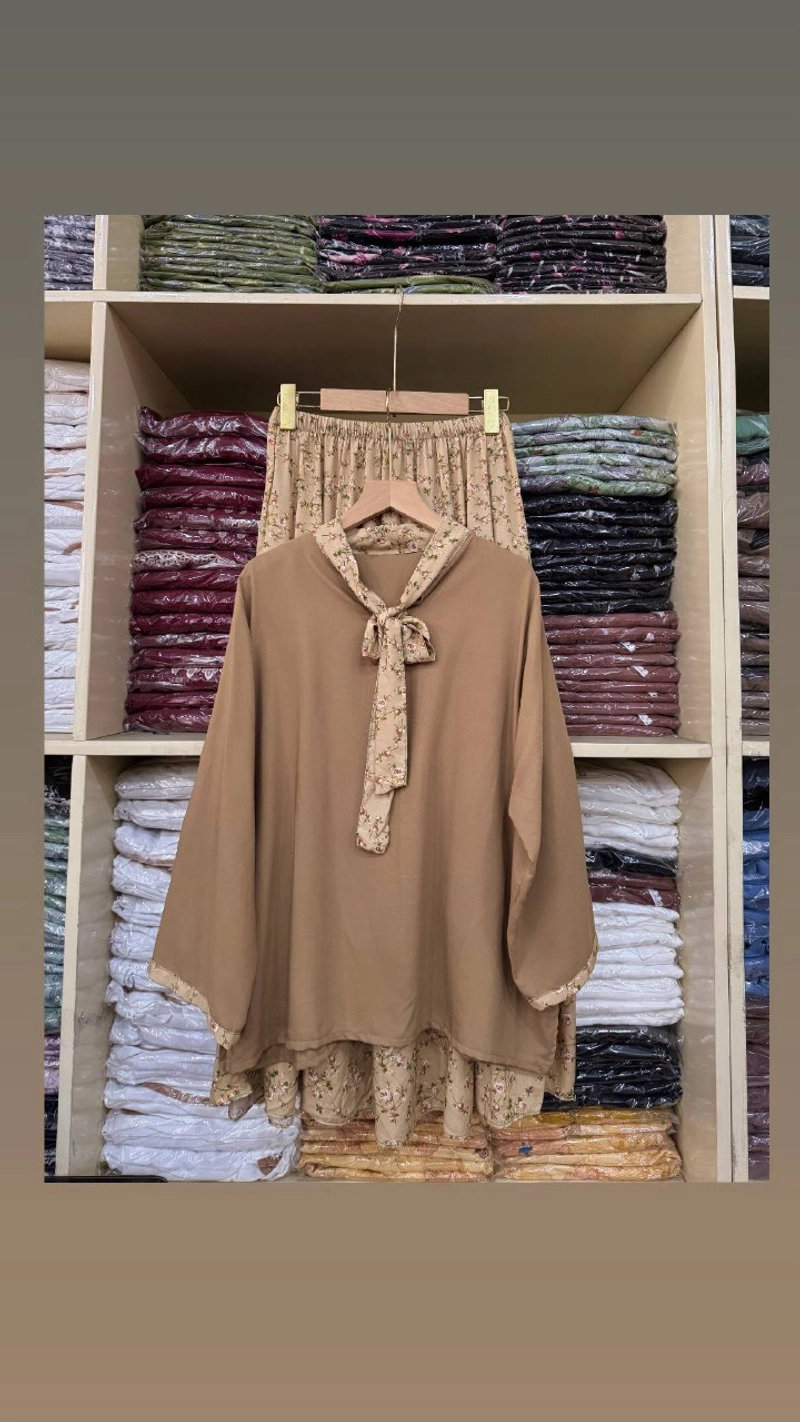Product image Khisna collection - Oneset rok bahan halus Puspita Allsize Cappuccino