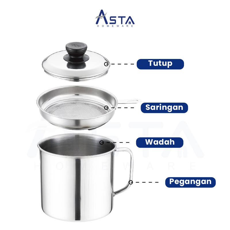 Product image Asta Saringan Minyak Goreng Stainless Filter Rapat Oil Pot Ukuran 1.3L