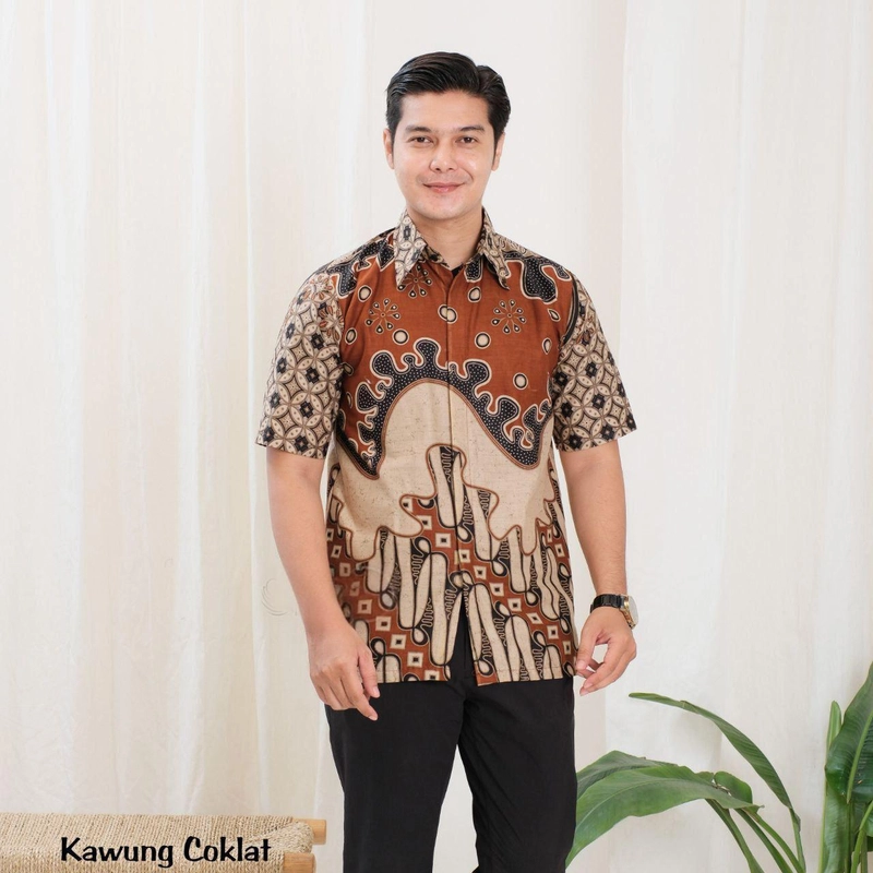 Product image Kois Batik - Batik Pria Dewasa Lengan Pendek Terbaru motif kawung xxl kawung coklat