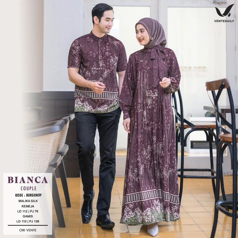 Product image Griya Busanaku Solo - Bianca baju couple ayah ibu model terbaru All size Burgundy