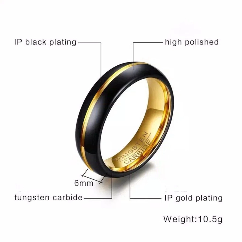 Product image GAWUNG - Cincin Tungsten Ceramic Hitam List Gold Carbide Carbid Pria Premium dewasa 7