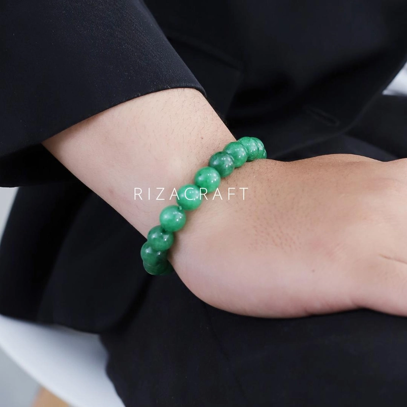 Product image Riza Craft - Gelang Kesehatan Batu Giok ASLI Akik Alam Kristal Natural Original Pria Wanita Standard Hijau